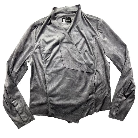 Kut from The Kloth Gray Long Sleeve Open Blazer Sz L Cardigan Whimsygoth - Picture 1 of 15